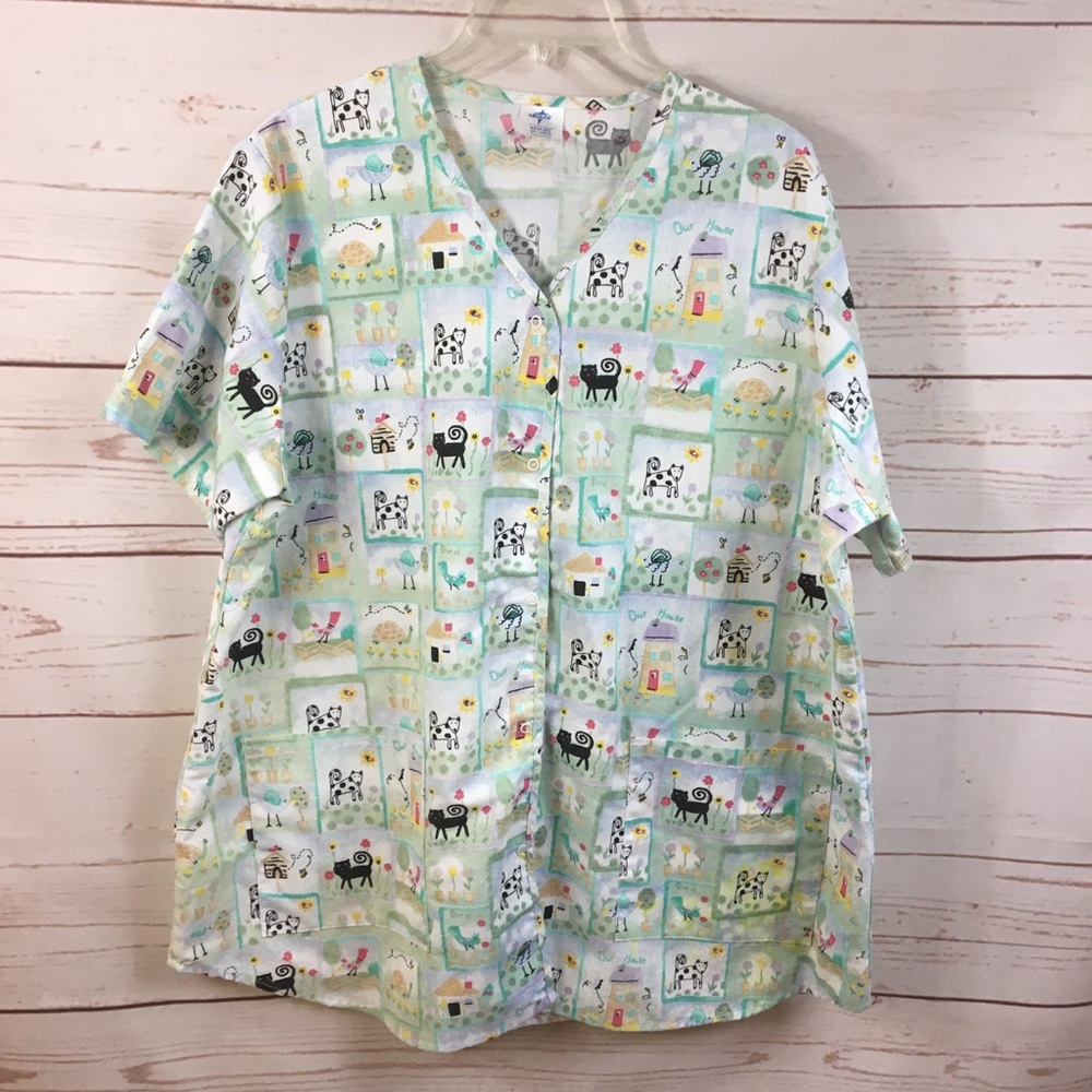 Midline adorable animal scrub top